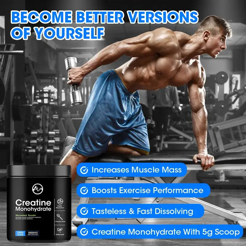 Creatine Monohydrate Powder – Pure Micronized Creatine for Muscle Strength, Endurance & Workout Performance | GMP Certified