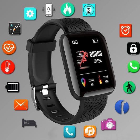 Smartwatch for Men & Women – Fitness Tracker, Message Notifications, Heart Rate Monitor – Compatible with Android & iOS – Ideal Birthday Gift