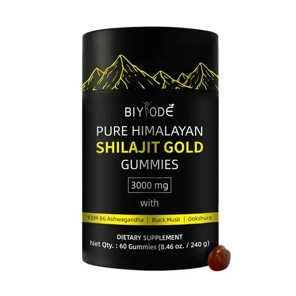 BIYODE Shilajit Gold Gummies – 60 Gummies | Pure Himalayan Shilajit + Black Seed Oil | Vitality, Energy & Wellness Support for Men & Women