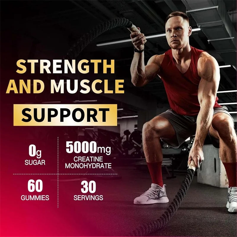 Creatine Monohydrate Gummies – Pre-Workout Creatine for Muscle Building, Energy & Workout Performance