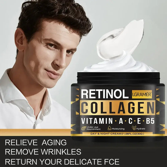 Men’s Retinol Collagen Face Cream – Anti-Aging Moisturizer for Hydration, Wrinkle Reduction & Skin Firming