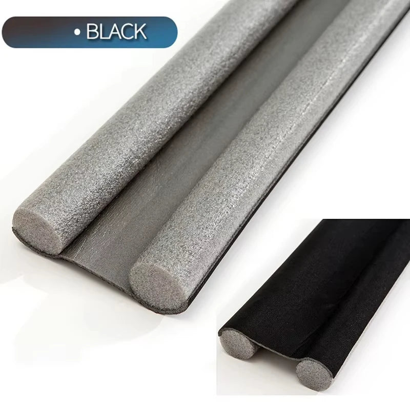 Double-Sided Door Bottom Sealing Strip – Wear-Resistant Leather Draft Stopper | Soundproof, Dustproof, Insect-Blocking, Easy Install in black