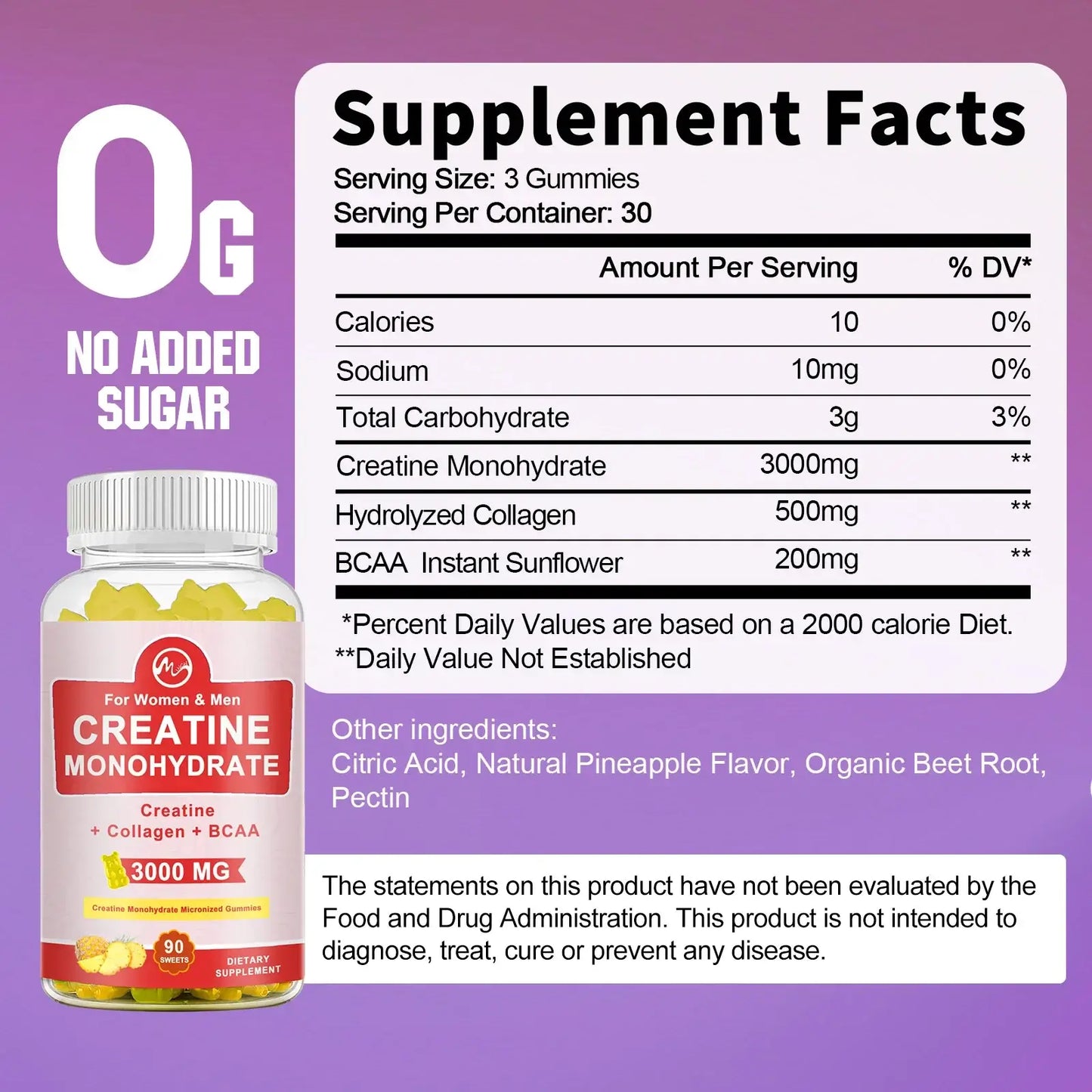 Creatine Monohydrate Gummies – Build Muscle & Boost Workout Performance | Keto-Friendly, Non-GMO, No Powder Mess