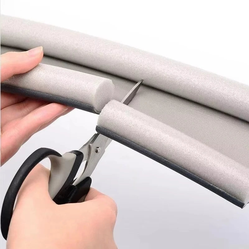 Cutting the Double-Sided Door Bottom Sealing Strip – Wear-Resistant Leather Draft Stopper for custom fit.
