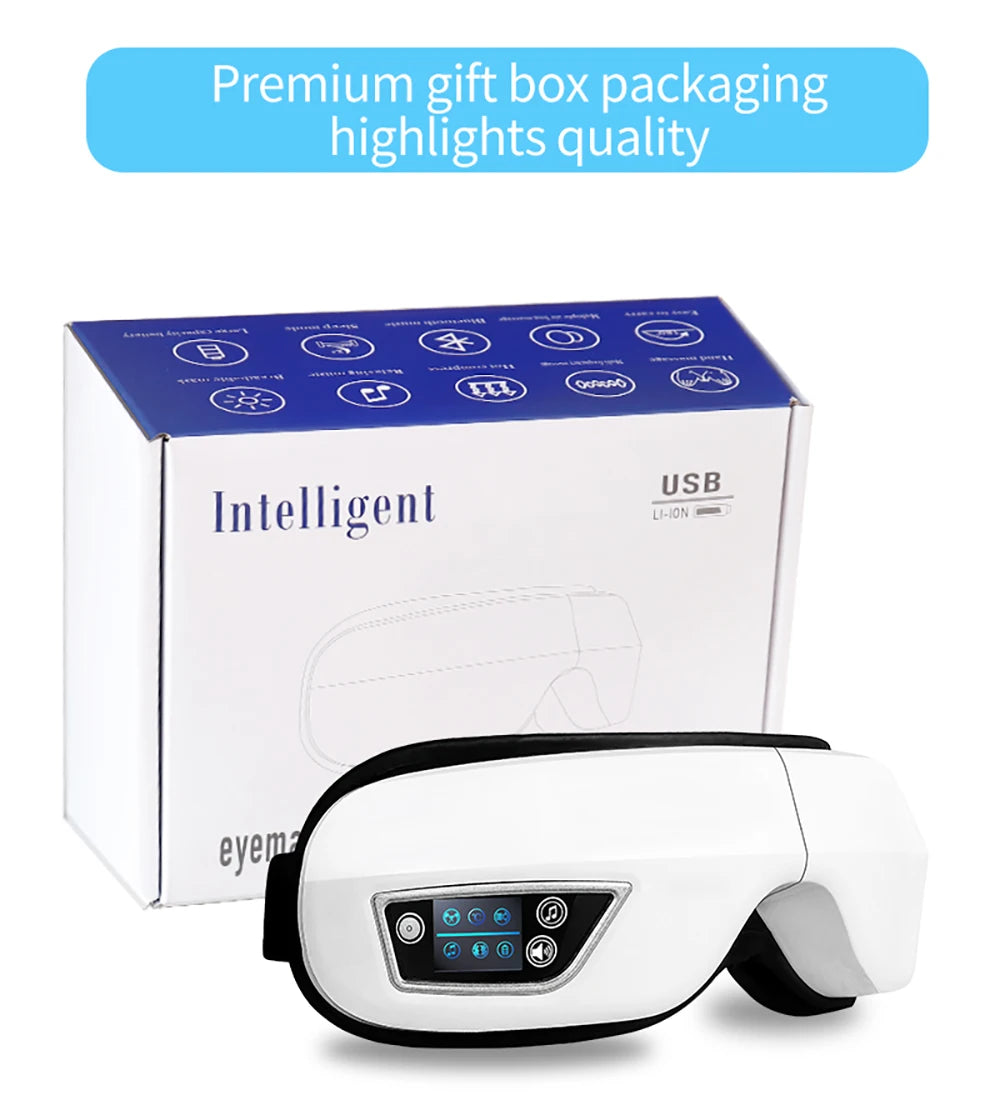 6D Smart Eye Massager with Airbag Compression, Vibration & Heat – Bluetooth Music Eye Care Massage Sleeping Mask for Eye Strain, Fatigue & Relaxation