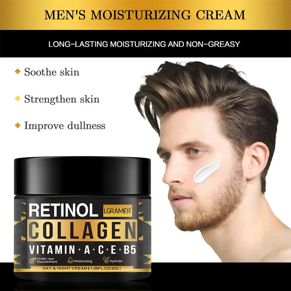 Men’s Retinol Collagen Face Cream – Anti-Aging Moisturizer for Hydration, Wrinkle Reduction & Skin Firming