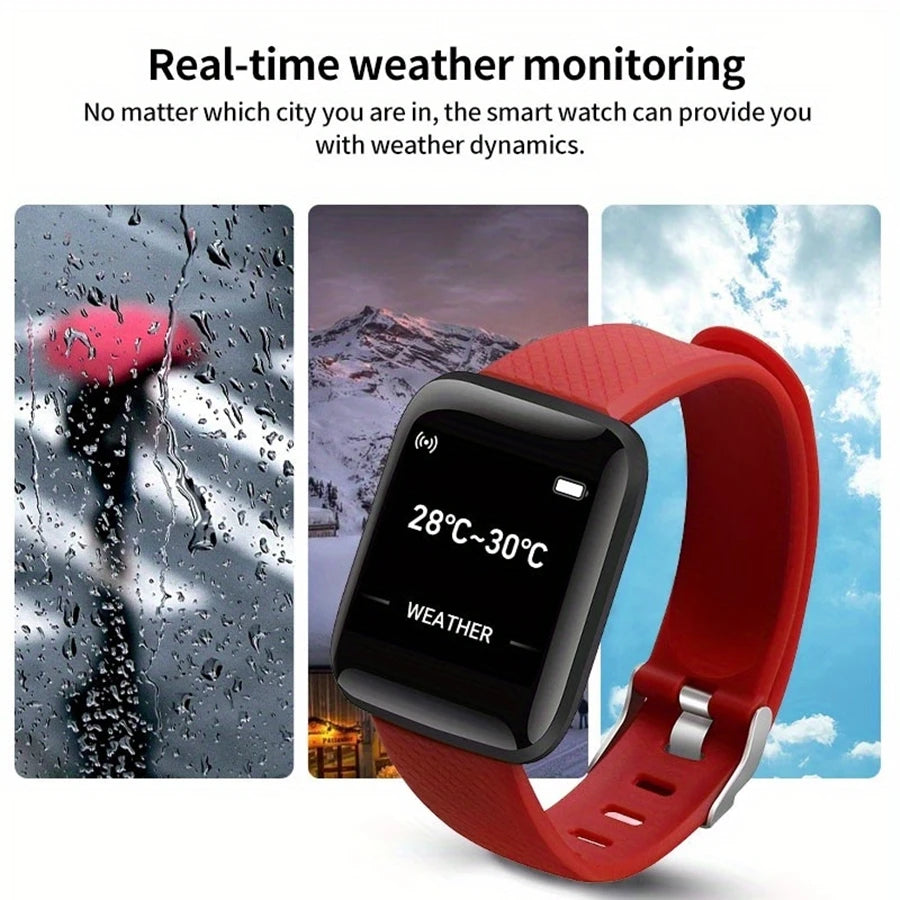 Smartwatch for Men & Women – Fitness Tracker, Message Notifications, Heart Rate Monitor – Compatible with Android & iOS – Ideal Birthday Gift