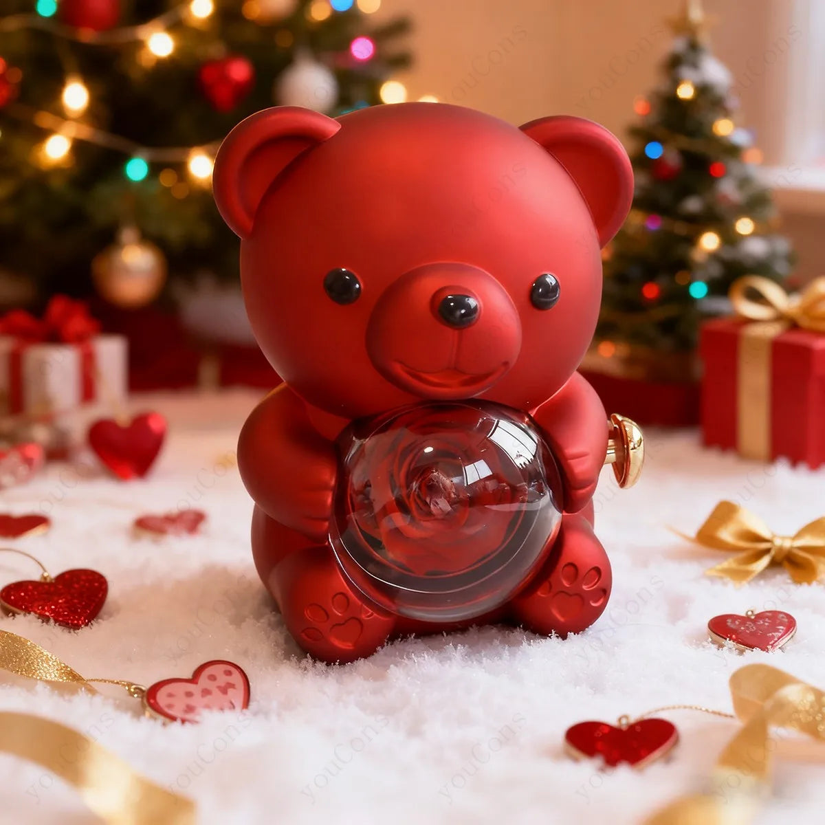 Red Heart Pendant Necklace with Bear Rose Gift Box – Elegant Jewelry Gift for Women for Mother’s Day 2026, Valentine’s Day, Christmas, Weddings & Birthdays