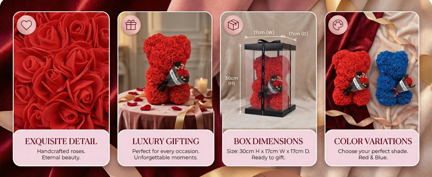 2026 Eternal Rose Teddy Bear Artificial Flower Gift for Mom – Mother’s Day, Birthday, Valentine’s Day & Anniversary Home Décor