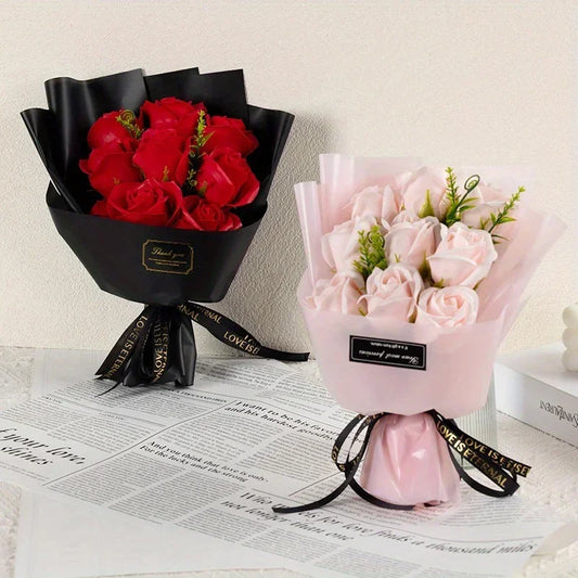 9-Rose Soap Flower Bouquet Gift Box – Charming Valentine’s Day Gift, Wedding & Engagement Home Décor