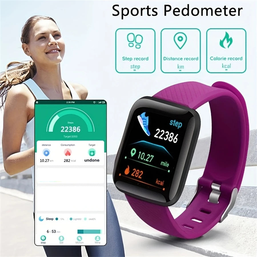 Smartwatch for Men & Women – Fitness Tracker, Message Notifications, Heart Rate Monitor – Compatible with Android & iOS – Ideal Birthday Gift