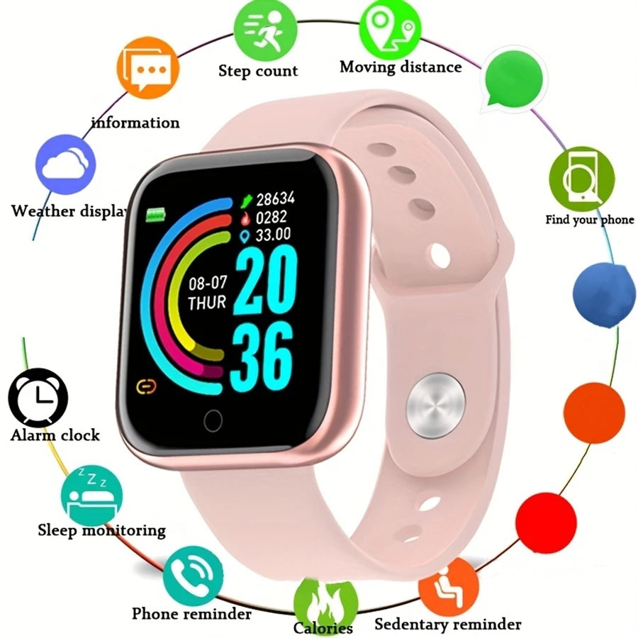 Smartwatch for Men & Women – Fitness Tracker, Message Notifications, Heart Rate Monitor – Compatible with Android & iOS – Ideal Birthday Gift