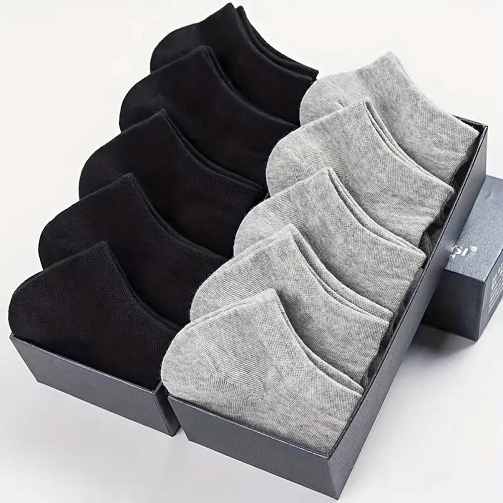 10/20/40 Pairs Men’s Ankle Socks – Solid Color Boat Socks for Business, Sports – Sweat-Absorbing, Breathable Cotton – Summer/Autumn Casual Sock Pack