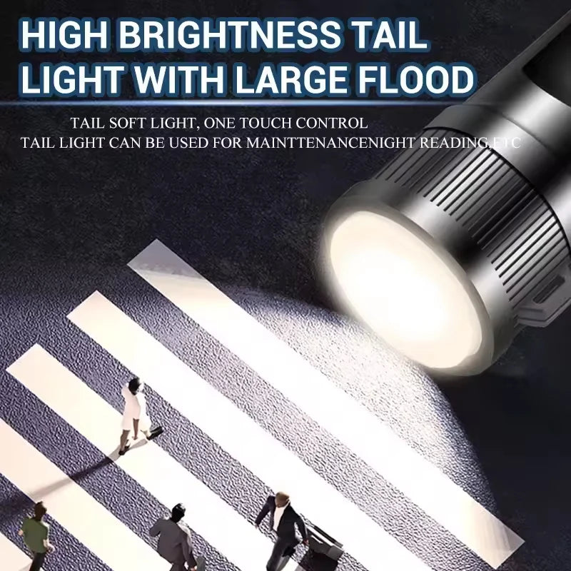P70 LED Flashlight – 5000LM Ultra Bright Tactical Torch – Telescopic Zoom, Built-in Rechargeable Battery – Emergency Spotlight for Outdoor & Camping Use