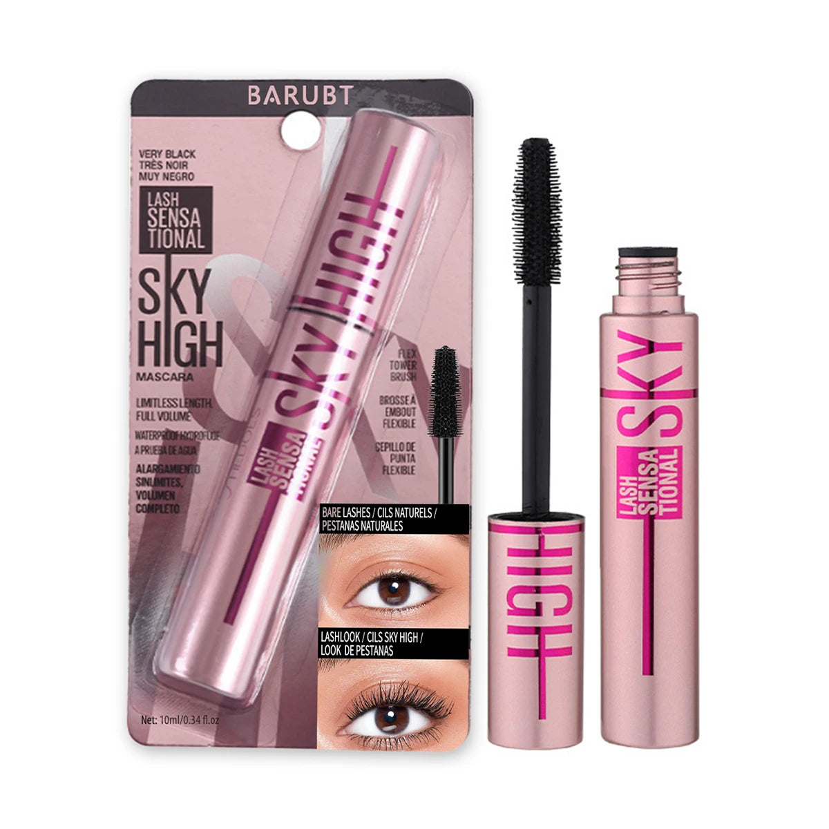 Barubt 4D Mascara – Waterproof, Sweat-Resistant, Lengthening & Volumizing – Long-Lasting, Smudge-Free, Easy Removal Eye Makeup