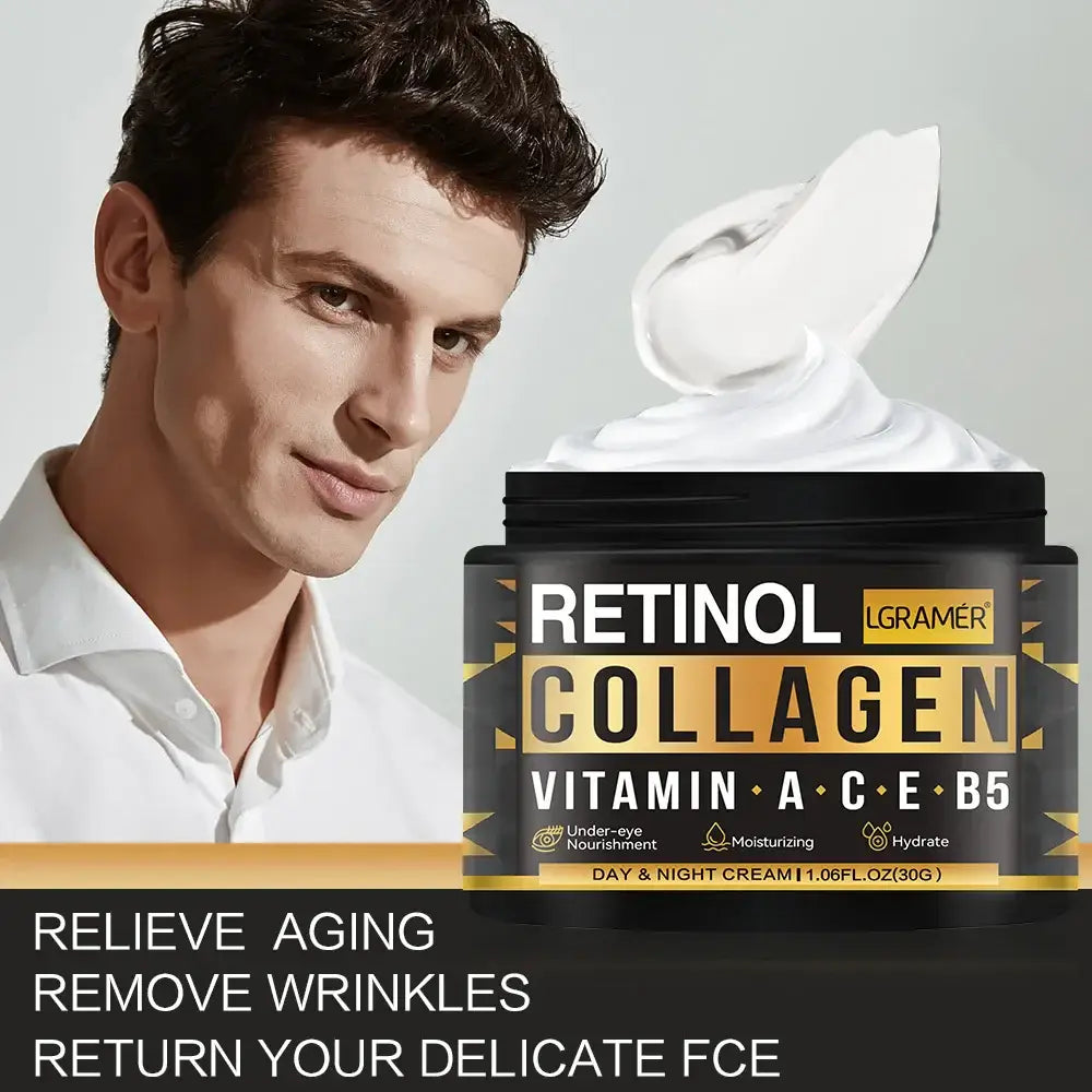 Men’s Retinol Collagen Face Cream – Anti-Aging Moisturizer for Hydration, Wrinkle Reduction & Skin Firming
