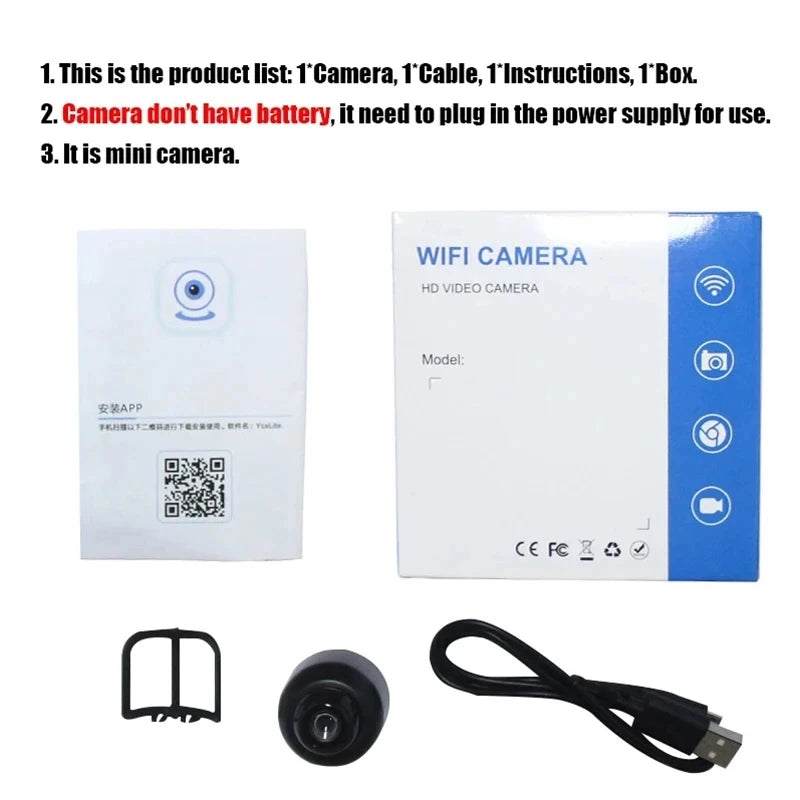 1080P HD Mini WiFi Camera – Wireless Night Vision Home Security Cam | Remote Monitoring for Kids, Pets & Property (Model X5)