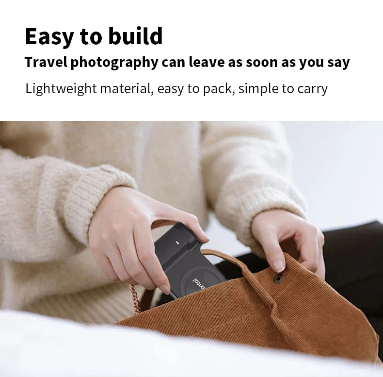 Magnetic SnapGrip Phone Holder with Bluetooth Remote, Anti-Shake Selfie Grip & Tripod Stand – Magnetic Vlog Handle for iPhone & Android