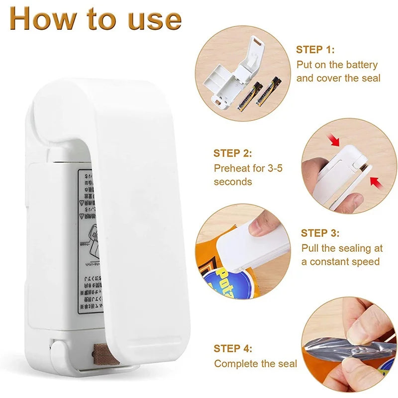 Mini Heat Bag Sealer – Portable Thermal Sealing Tool for Plastic Food Storage Bags