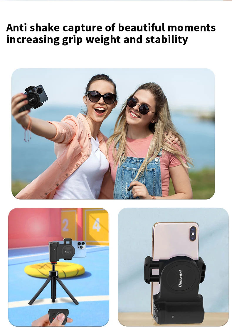 Magnetic SnapGrip Phone Holder with Bluetooth Remote, Anti-Shake Selfie Grip & Tripod Stand – Magnetic Vlog Handle for iPhone & Android