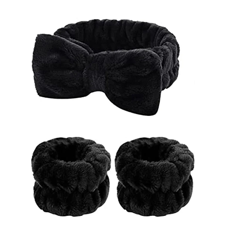 1/2/3 PCS Face Wash Wristbands & Headband Set (Model FD01) – Hair & Arm Stay-Dry Accessory for Face-Washing, Masking & Makeup