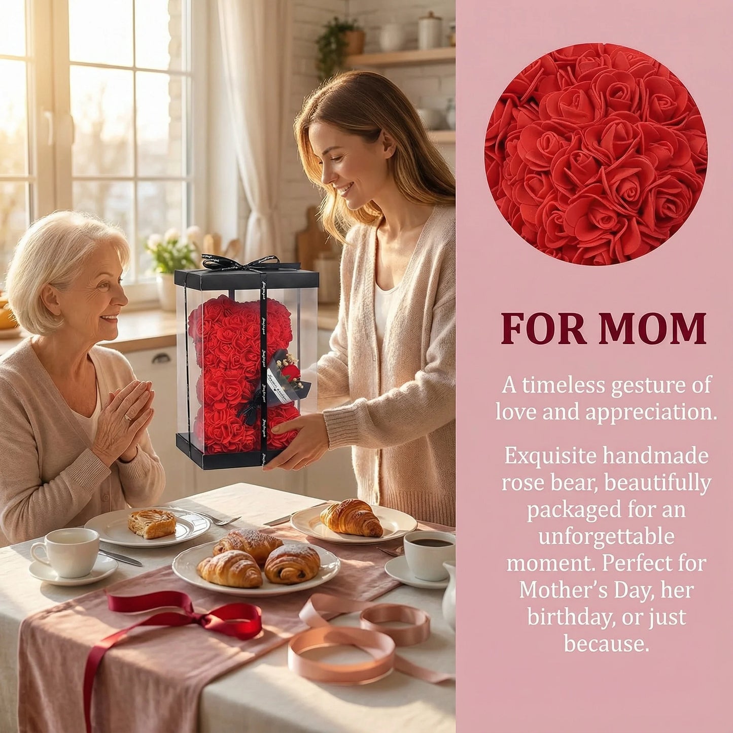 2026 Eternal Rose Teddy Bear Artificial Flower Gift for Mom – Mother’s Day, Birthday, Valentine’s Day & Anniversary Home Décor