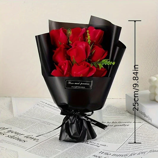 9-Rose Soap Flower Bouquet Gift Box – Charming Valentine’s Day Gift, Wedding & Engagement Home Décor