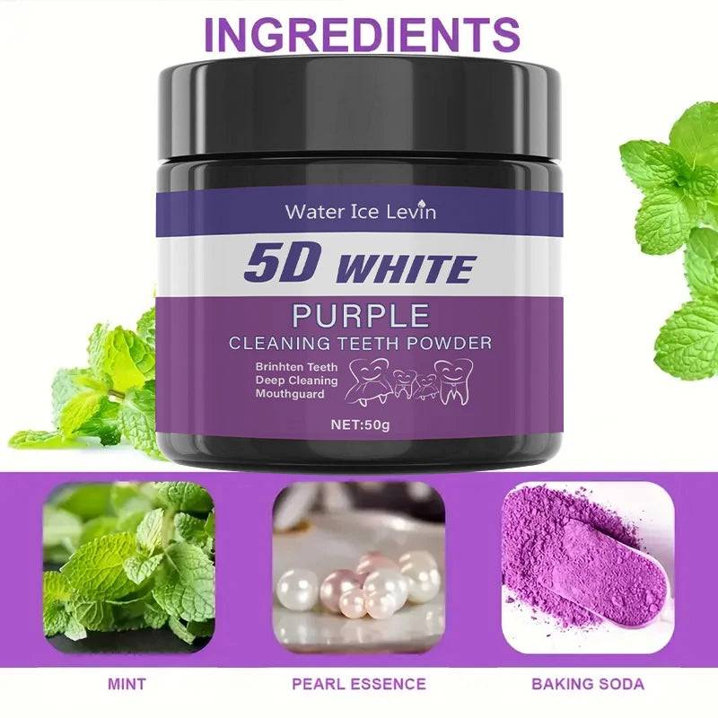 Purple Teeth Cleaning Powder – Sulfate-Free Deep Cleaning & Polishing Tooth Powder, Fast Teeth Whitening in 5 Days, Portable for Daily & Travel Use