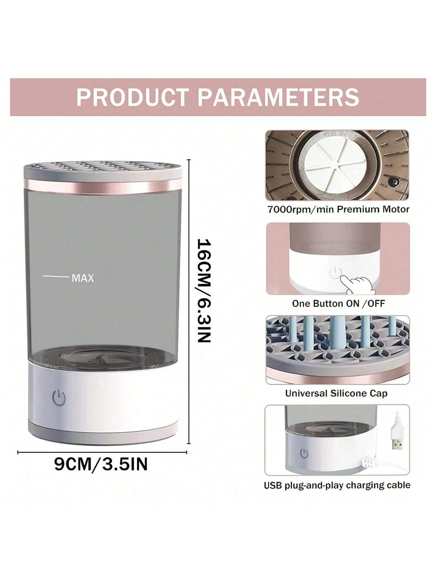 Electric Makeup Brush Cleaner Machine Automatic Deep-Clean Device for Fast & Hygienic Brush Care