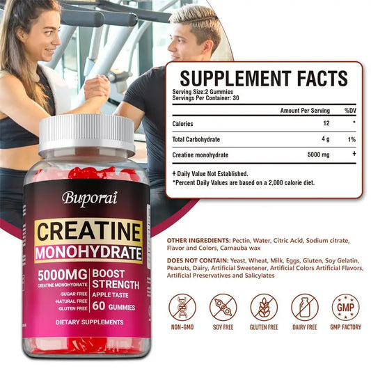 Creatine Monohydrate Gummies – Pre-Workout Creatine for Muscle Building, Energy & Workout Performance
