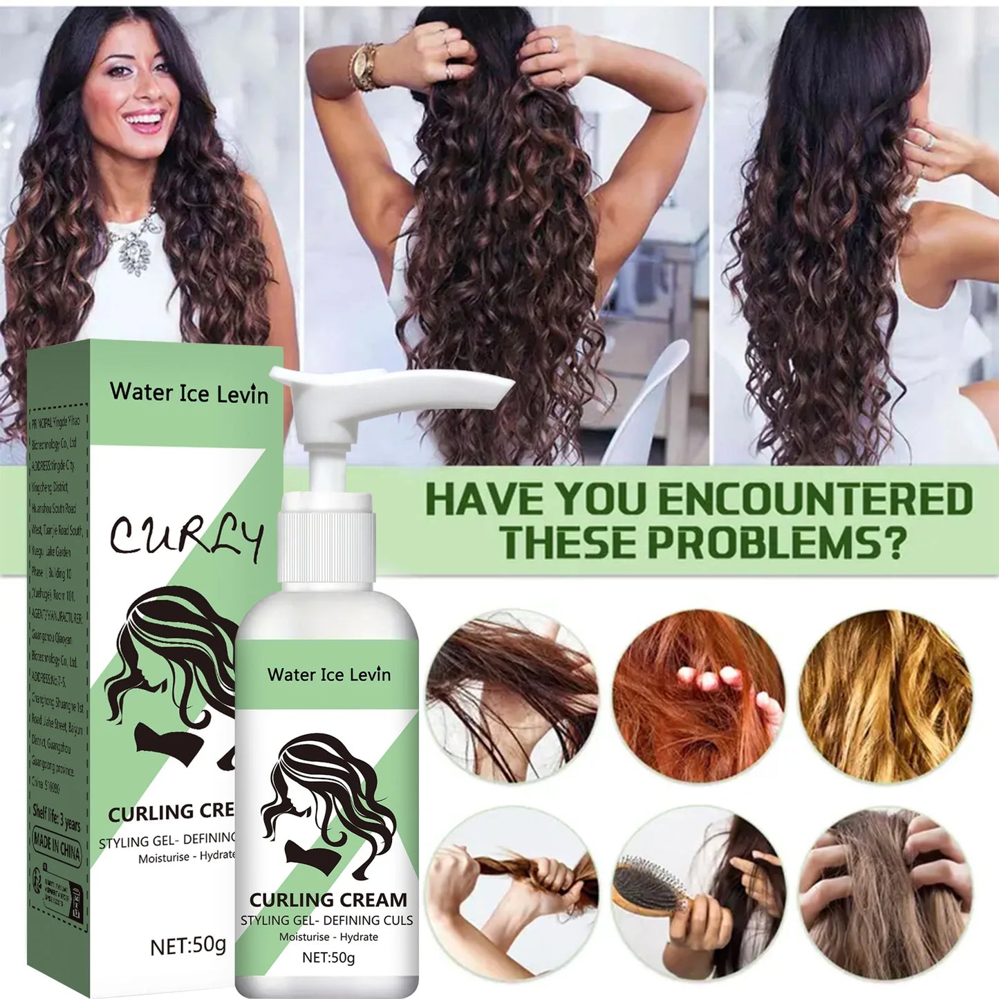 Curly Hair Styling Cream – Moisturizing & Smoothing Formula for Enhanced Elasticity, Shine, and Easy Styling