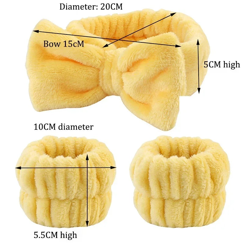 1/2/3 PCS Face Wash Wristbands & Headband Set (Model FD01) – Hair & Arm Stay-Dry Accessory for Face-Washing, Masking & Makeup