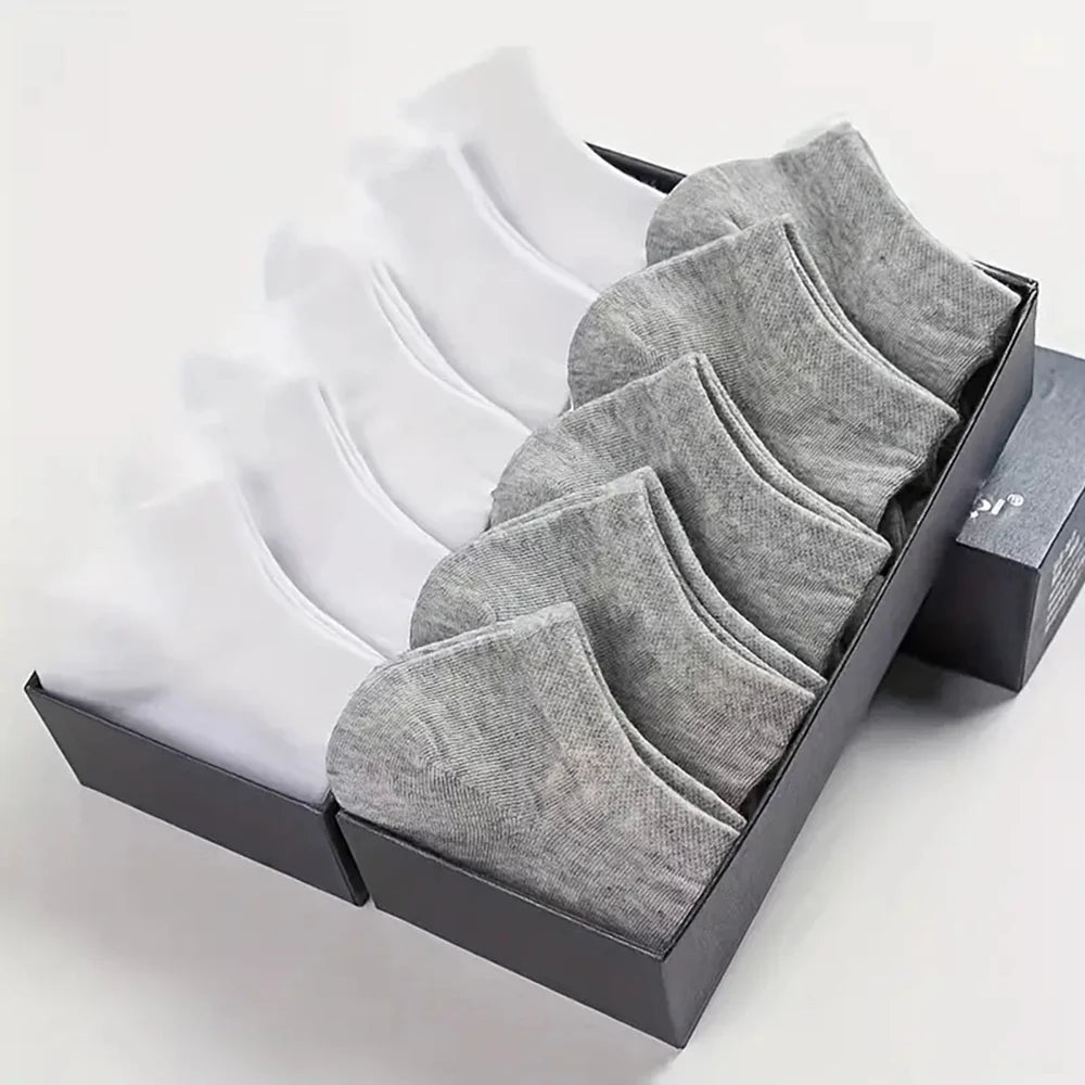 10/20/40 Pairs Men’s Ankle Socks – Solid Color Boat Socks for Business, Sports – Sweat-Absorbing, Breathable Cotton – Summer/Autumn Casual Sock Pack
