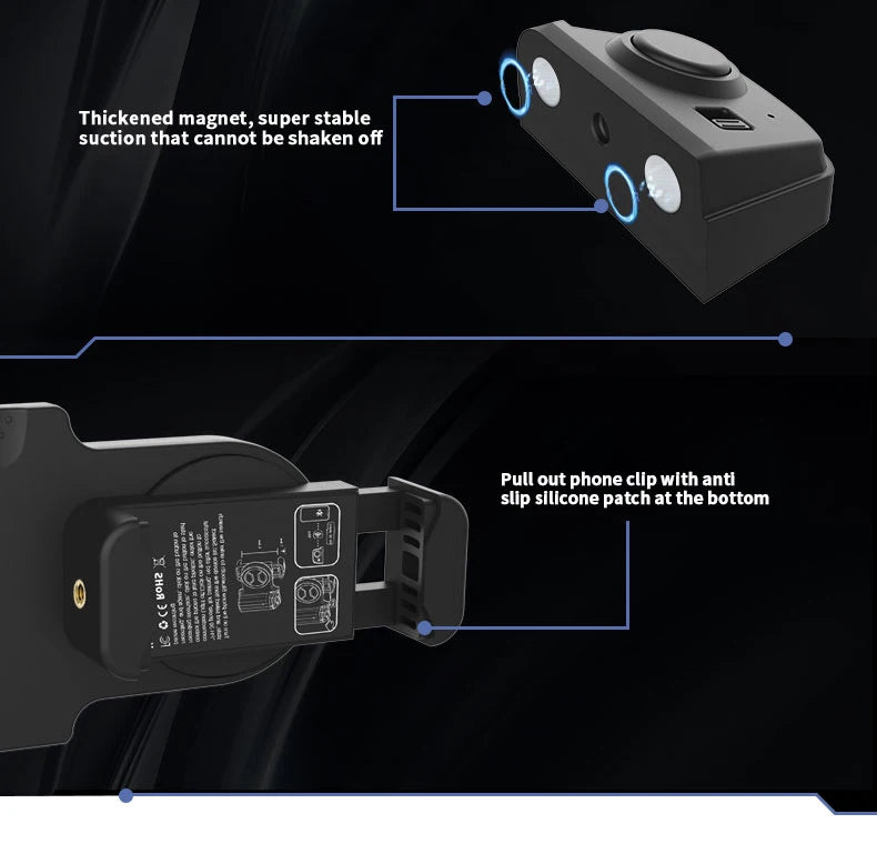 Magnetic SnapGrip Phone Holder with Bluetooth Remote, Anti-Shake Selfie Grip & Tripod Stand – Magnetic Vlog Handle for iPhone & Android